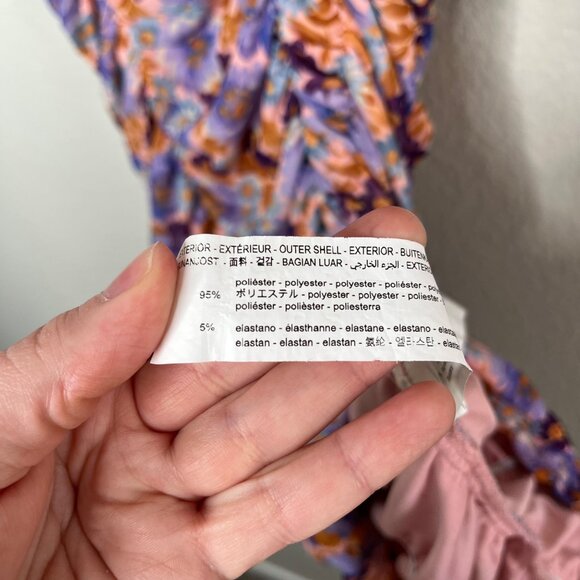Zara Floral Ruched Bodycon Spring Cocktail Mid Sleeve Midi Dress Medium - Picture 8 of 9